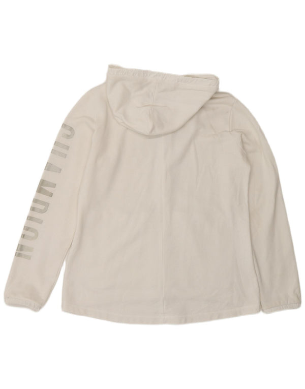 Champion Dame Grafisk Hættetrøje Sweater UK 16 Stor Hvid