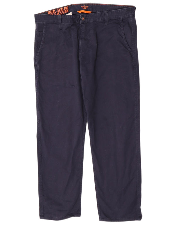 Dockers Mens Straight Chino Trousers W38 L29 Navy Blue Cotton