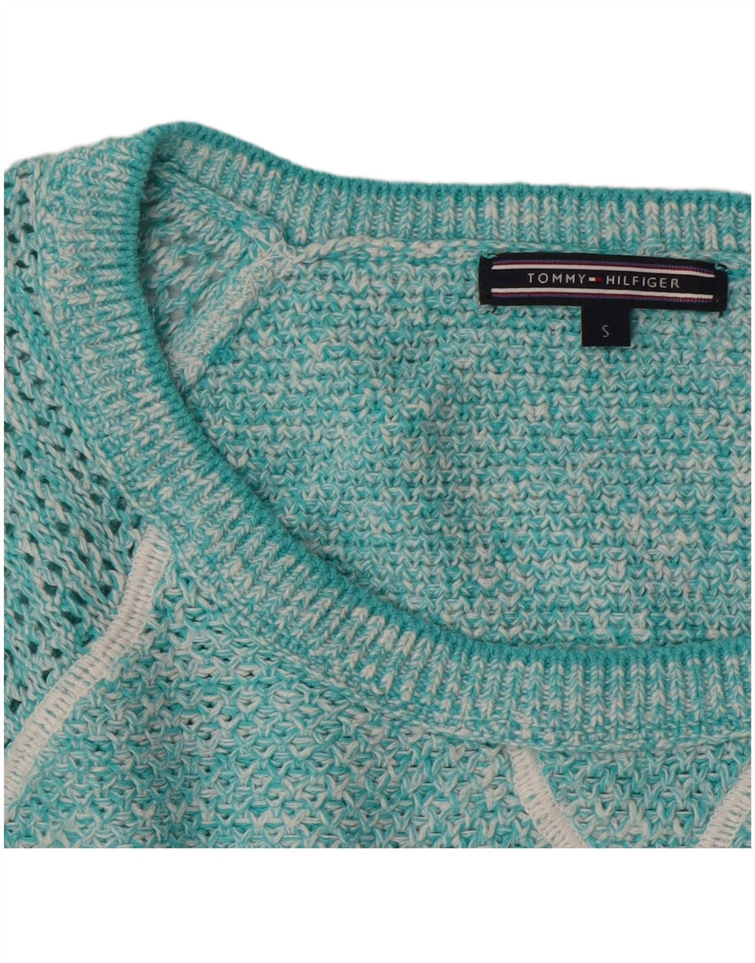 TOMMY HILFIGER Womens Oversized Boat Neck Jumper Sweater UK 10 Small Blue