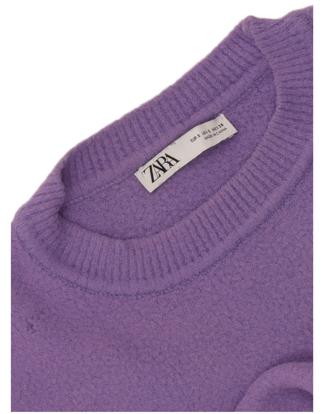 ZARA Womens Crop Oversized Crew Neck sweater UK 10 Small Purple
