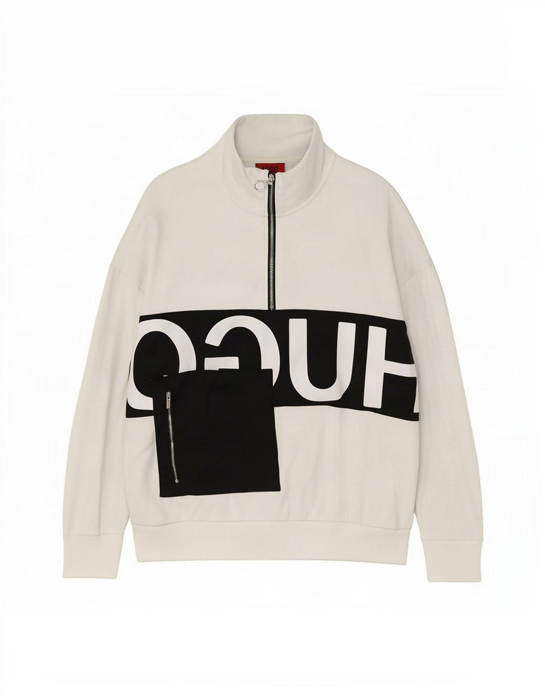 Hugo Boss Dame Oversized Grafisk Sweatshirt Jumper UK 10 Small White
