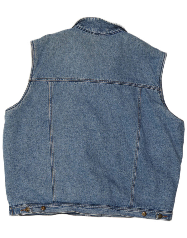 Vintage Herre Worker Wear Sherpa Denim Gilet UK 46/48 3XL Blå Bomuld