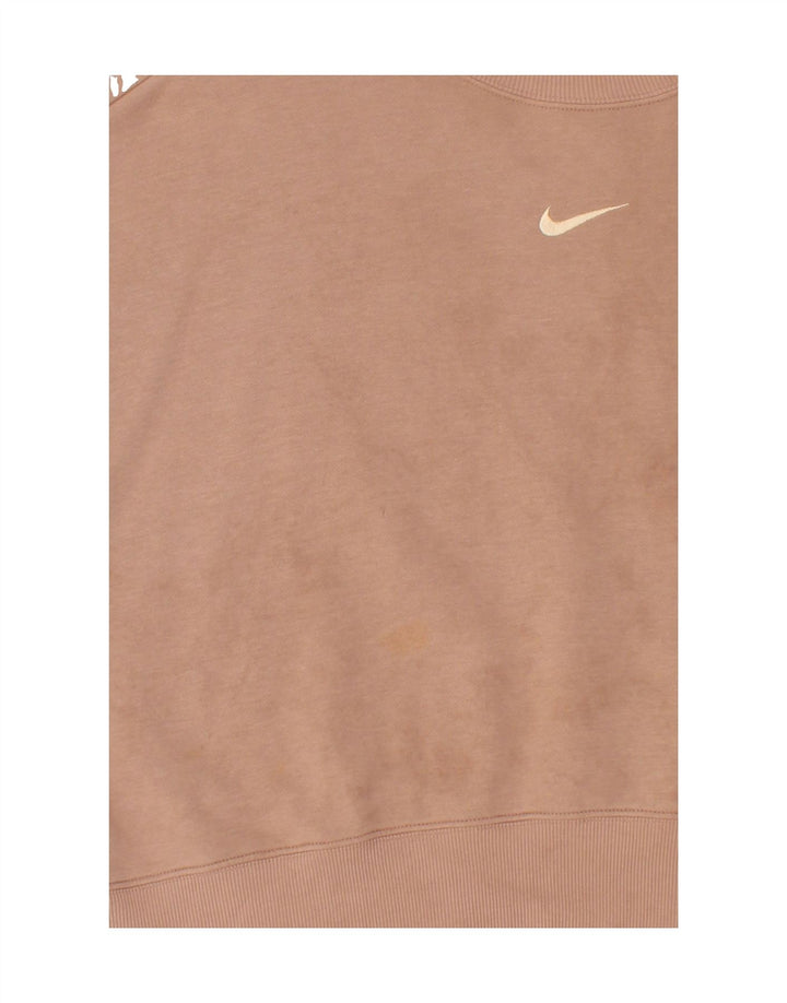 NIKE Womens Oversized Crop Sweatshirt Jumper UK 16 Large Pink Bomuld