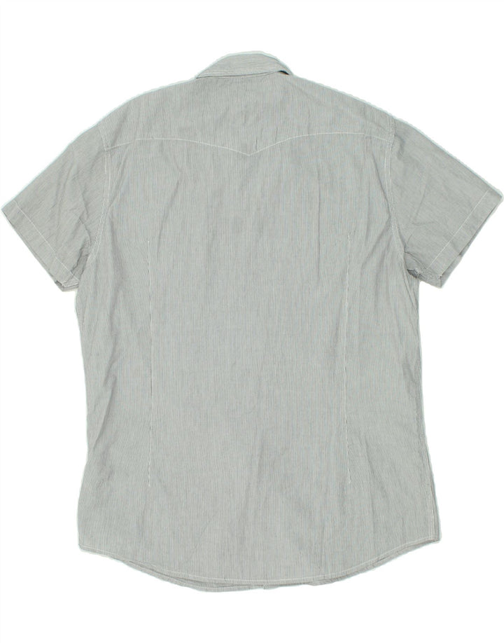 LEE Mens Short Sleeve Shirt 2XL Grey Pinstripe Cotton Vintage Lee and Second-Hand Lee from Messina Hembry 