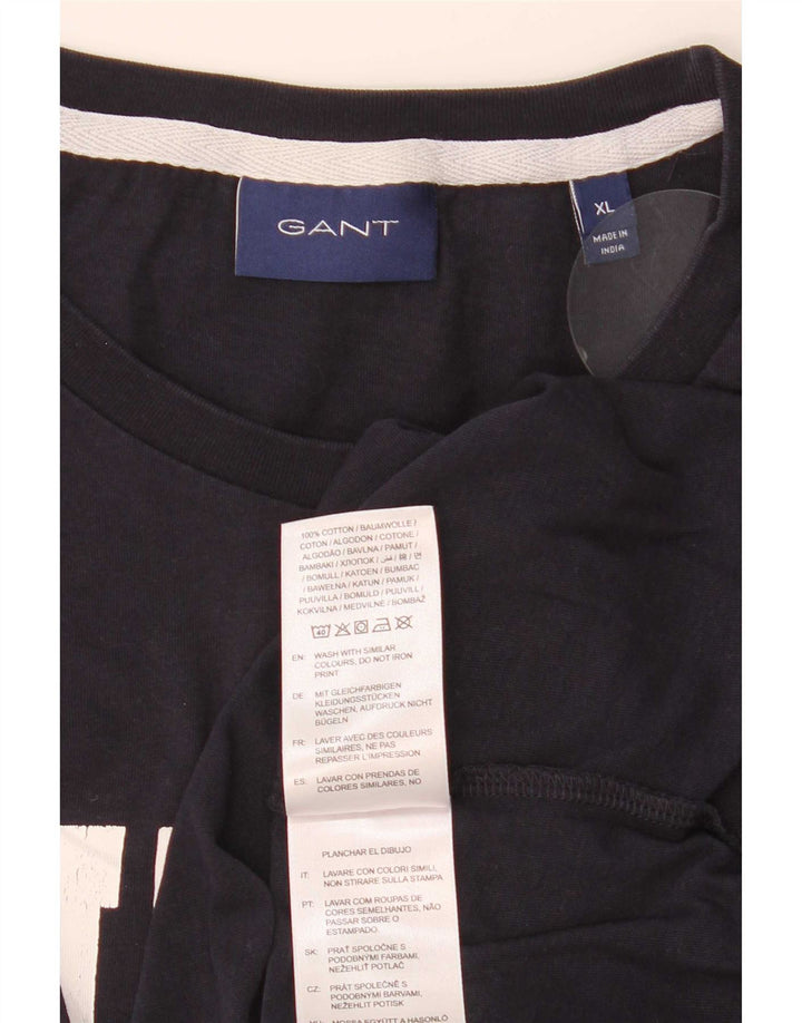 Gant Herre grafisk T-shirt top XL marineblå bomuld