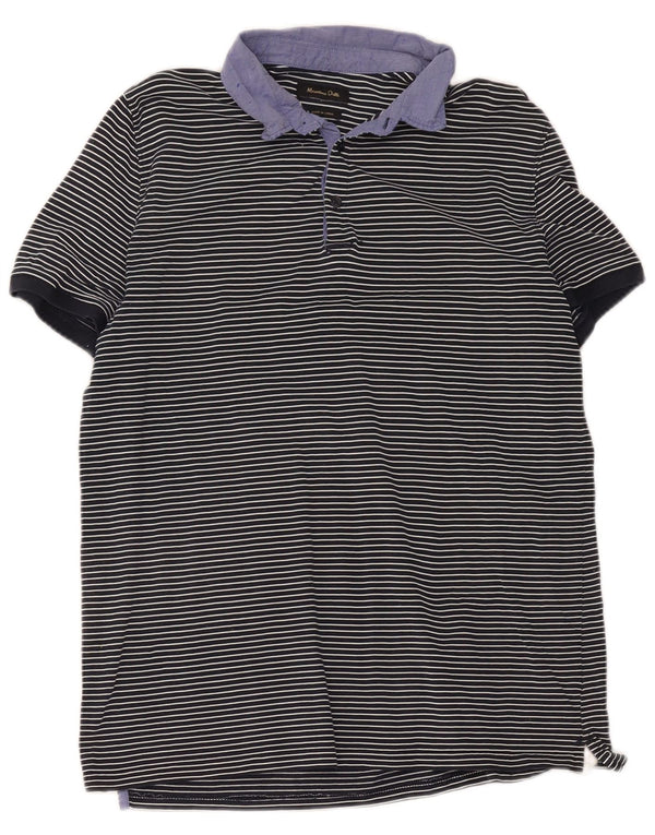 Massimo Dutti herre poloshirt XL marineblå stribet bomuld