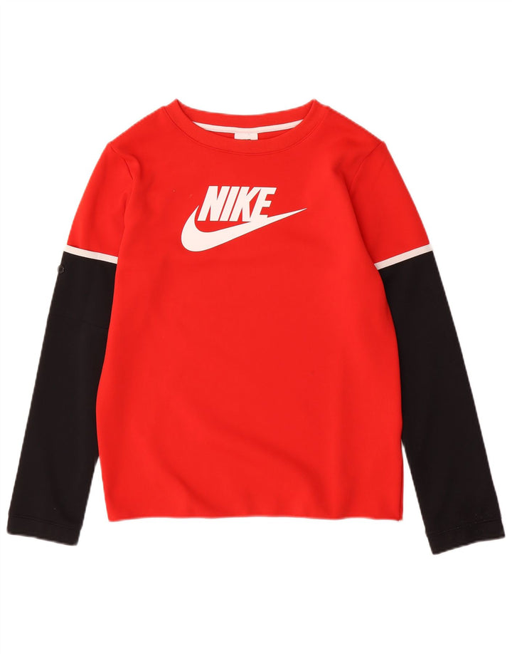 NIKE drenge grafisk top langærmet 12-13 år stor rød farveblok