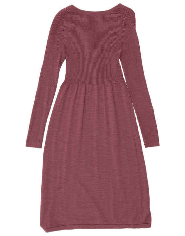 Boden Dame Langærmet Maxi Jumper Kjole UK 12 Medium Lilla Uld