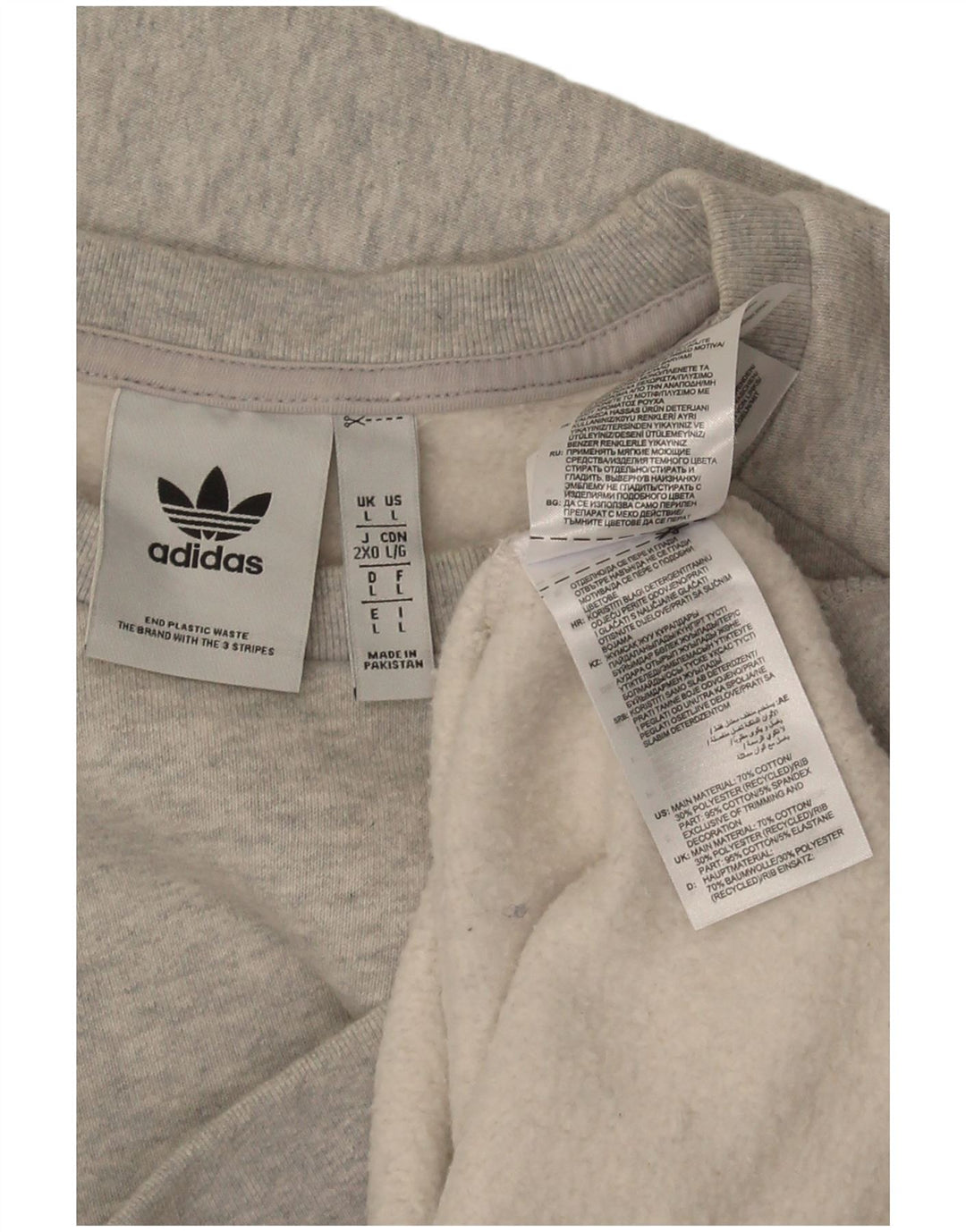Adidas Sweatshirt-trøje til mænd, stor grå flækket bomuld