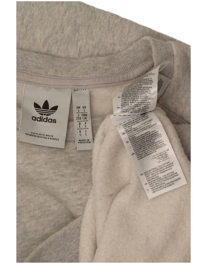 Adidas Sweatshirt-trøje til mænd, stor grå flækket bomuld