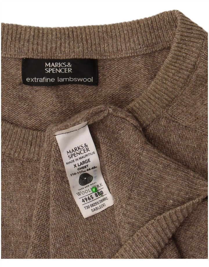 Marks & Spencer Herre Boat Neck Jumper Sweater XL Brun lammeuld