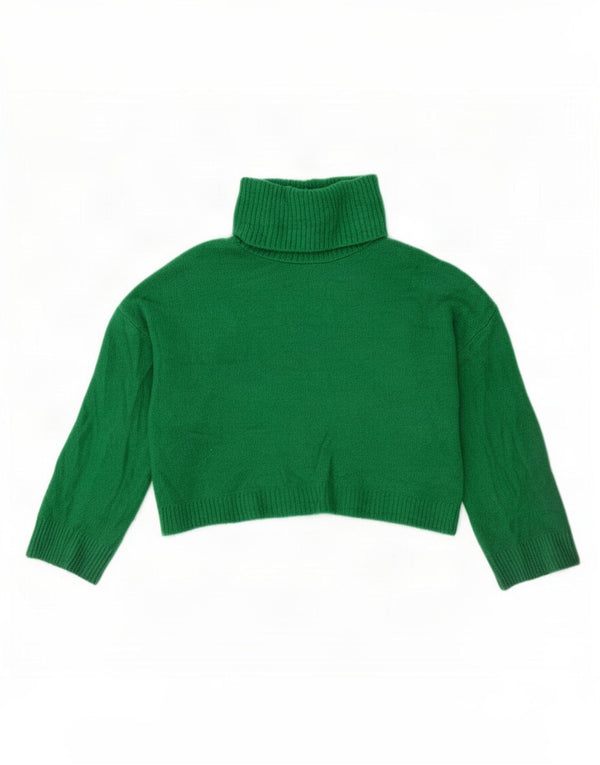Zara Womens Crop Oversized rullehals sweater UK 10 Small Green