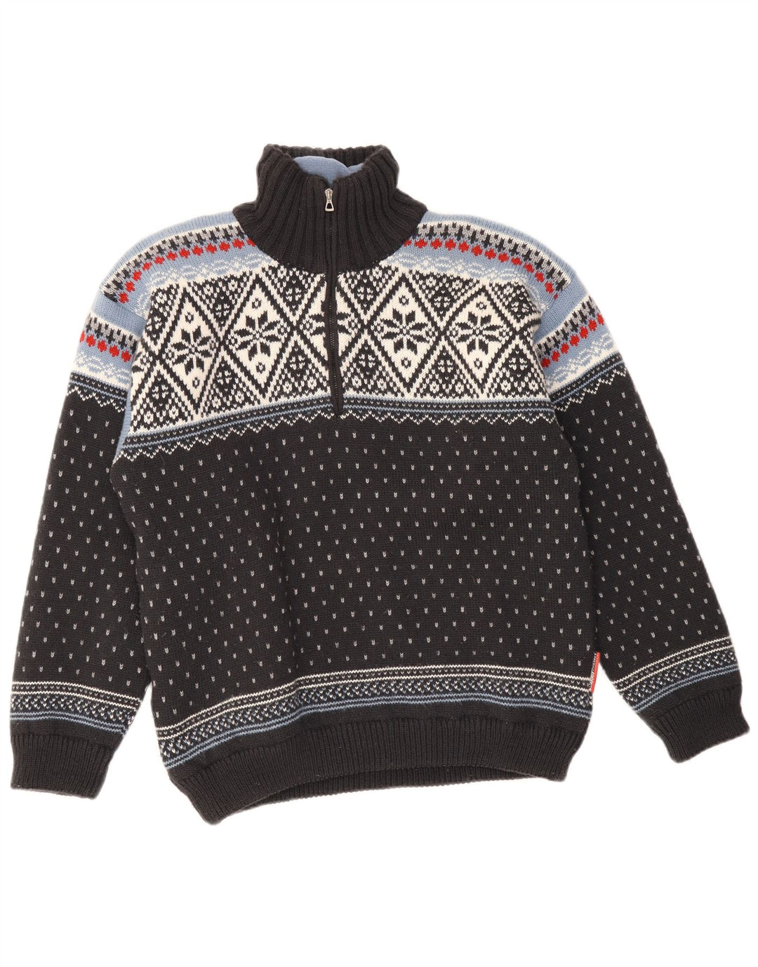 F.LLI Campagnolo Herre sweater med lynlåshals Medium Black Fair Isle