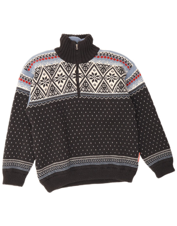 F.LLI Campagnolo Herre sweater med lynlåshals Medium Black Fair Isle