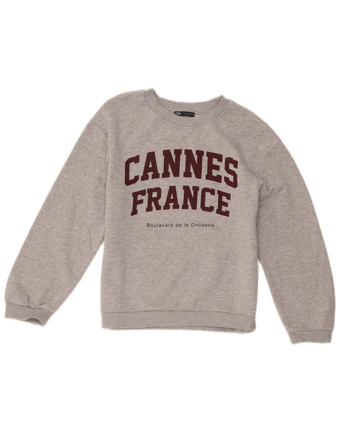 Zara Graphic Sweatshirt Jumper UK 10 Small Grey Flecked