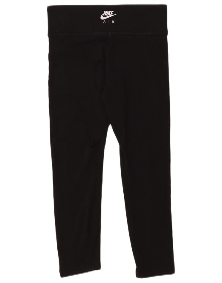 Nike Kvinders Grafiske Crop Leggings UK 14 Medium Sort Bomuld