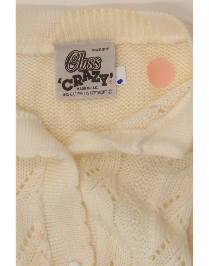 VINTAGE Womens Cardigan Sweater One Size White Acrylic Vintage Vintage and Second-Hand Vintage from Messina Hembry 