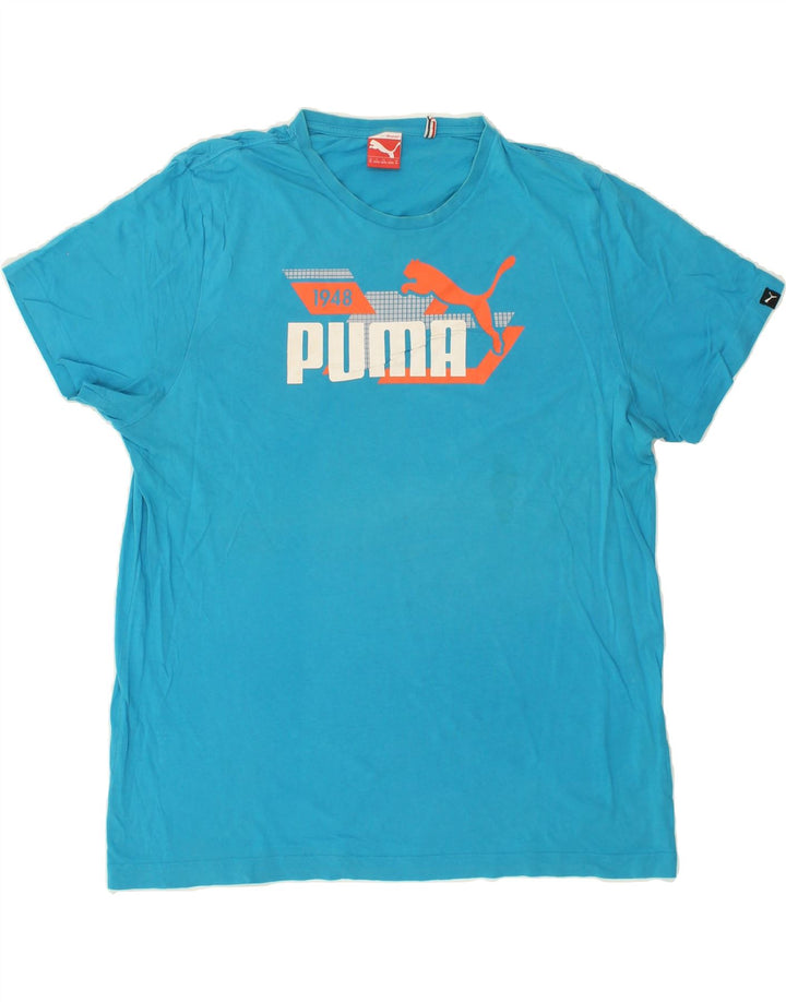 PUMA Mens Graphic T-Shirt Top XL Blue Vintage Puma and Second-Hand Puma from Messina Hembry 