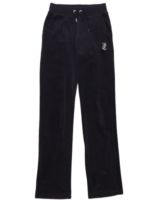 Juicy Couture Dame Grafisk Velour Træningsdragt Bukser UK 2 2XS Navy Blue