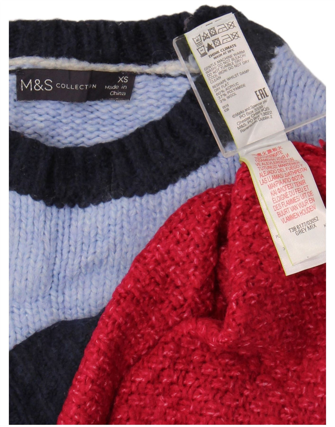 Marks & Spencer Dame Boat Neck Jumper Sweater UK 6 XS Flerfarvet