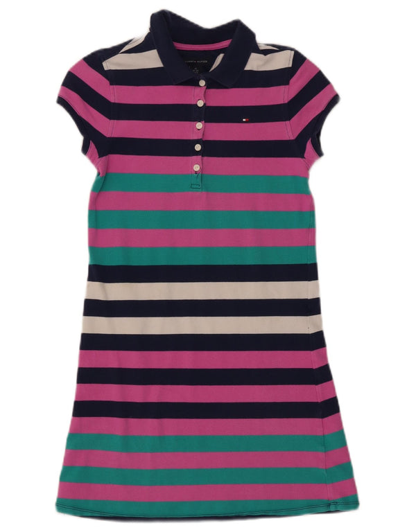 TOMMY HILFIGER Girls Polo Dress 8-9 Years Medium Multicoloured Striped