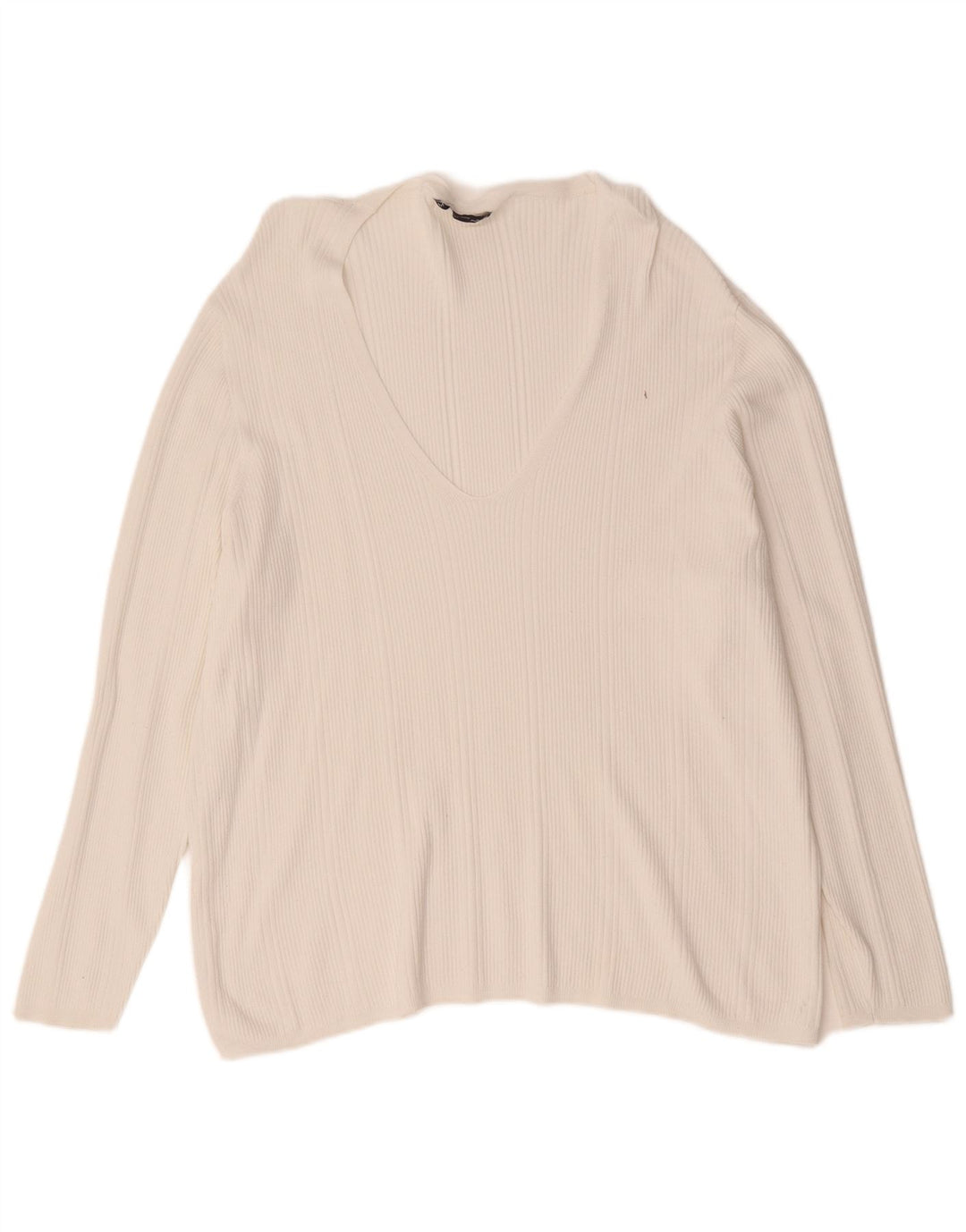 Marks & Spencer Dame V-hals sweater UK 24 4XL Hvid