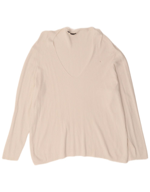 Marks & Spencer Dame V-hals sweater UK 24 4XL Hvid
