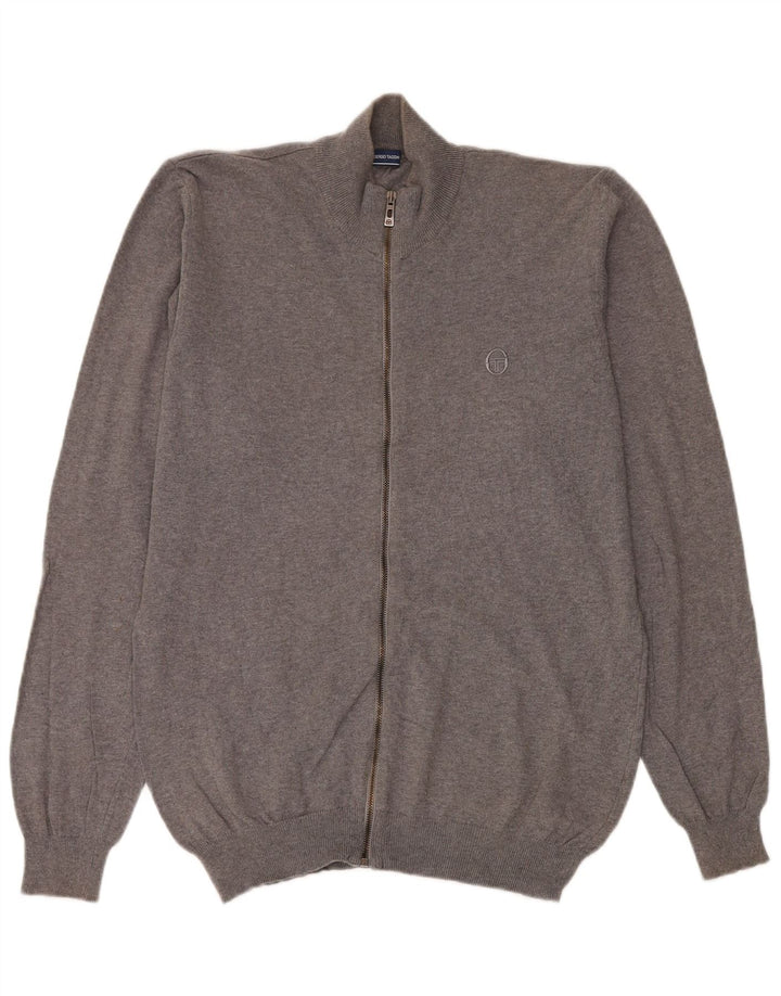 Sergio Tacchini herre cardigan sweater mellemgrå bomuld