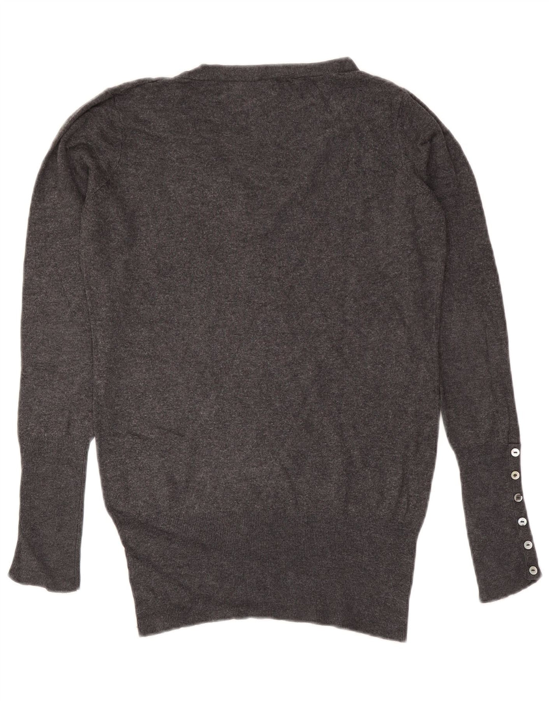 ZARA Dame V-hals sweater UK 14 Medium Grey Rayon