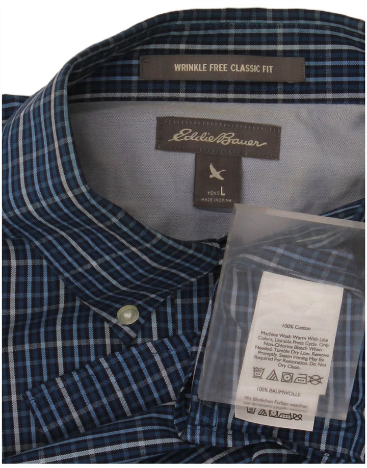 Eddie Bauer Herre Classic Fit skjorte Stor blå ternet bomuld