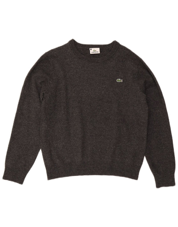 Lacoste Womens Boat Neck Jumper Sweater UK 14 Medium Grey Wool
