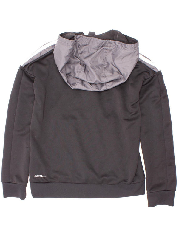 Adidas Boys Aeroready Hættetrøje med lynlås 9-10 år Sort Colourblock