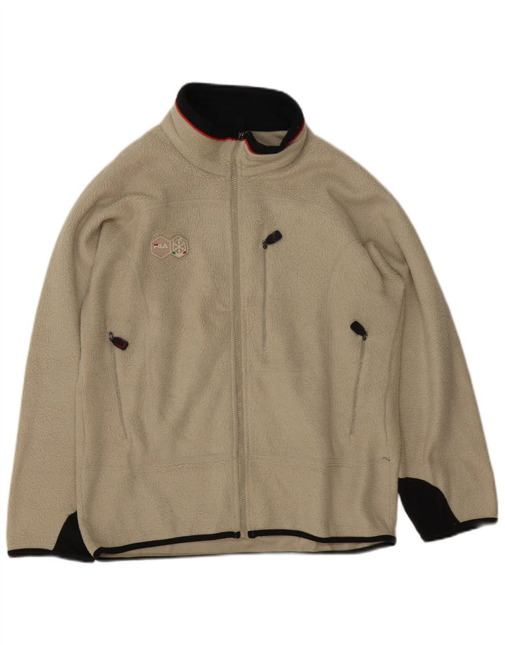 Fila Fleecejakke til mænd UK 36 Small Beige Colourblock Polyester