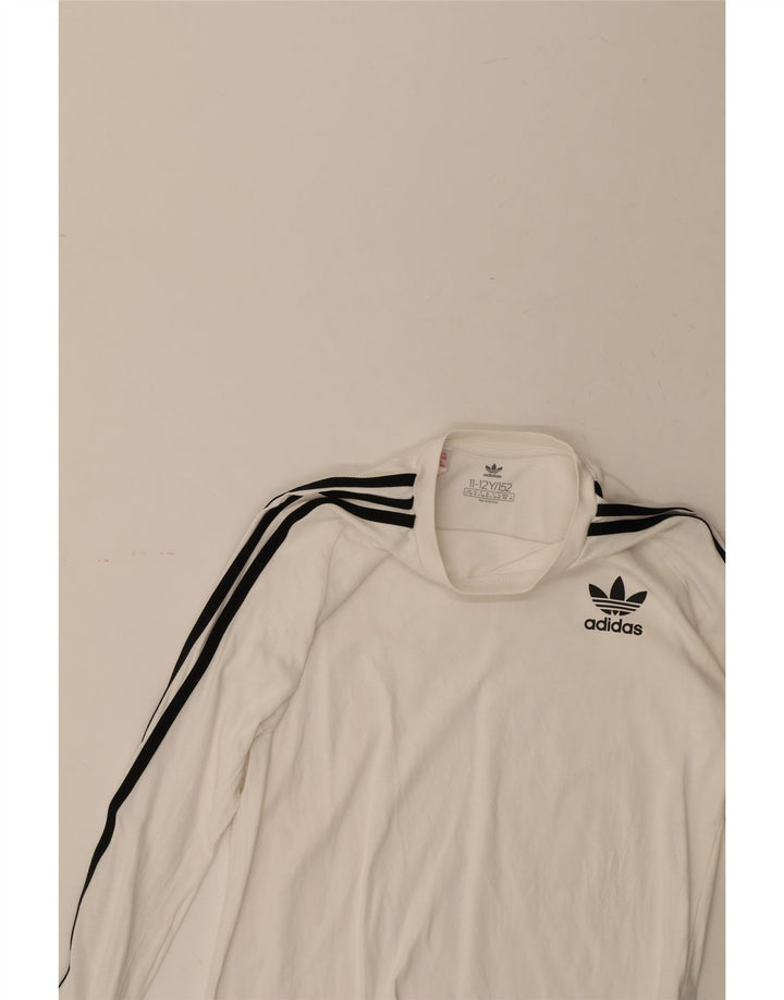 ADIDAS Boys Top Long Sleeve 11-12 Years White Cotton Vintage Adidas and Second-Hand Adidas from Messina Hembry 