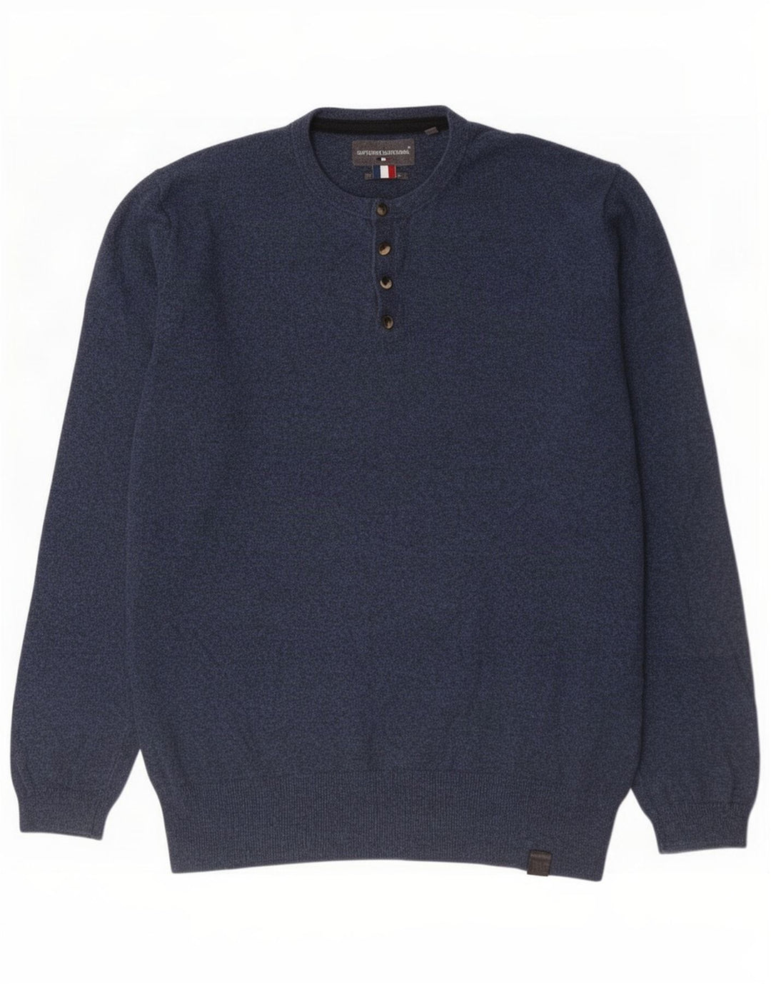 Superdry Herre Button Neck Sweater XL Blue Cotton