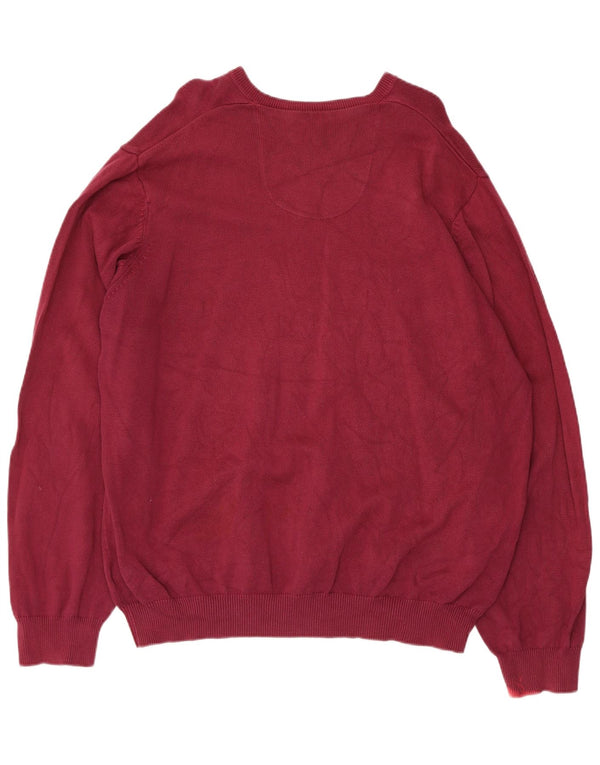 Marks & Spencer Herre Regular Fit V-hals sweater 2XL Bourgogne bomuld