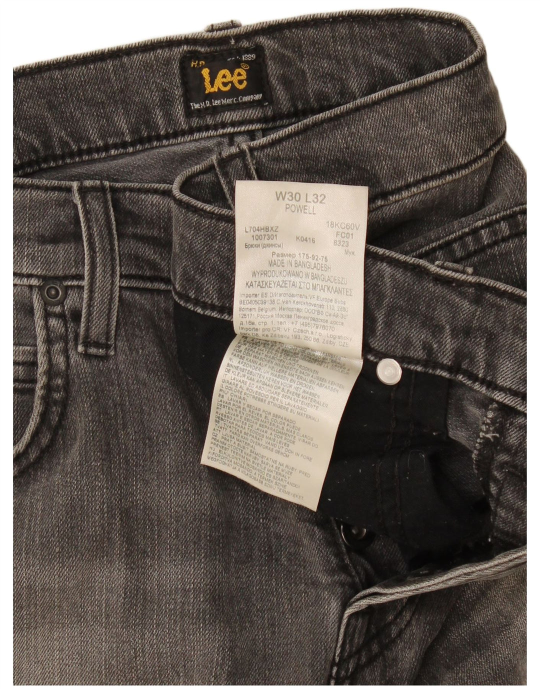 Lee Dame Powell Slim Jeans W30 L32 Grå Bomuld