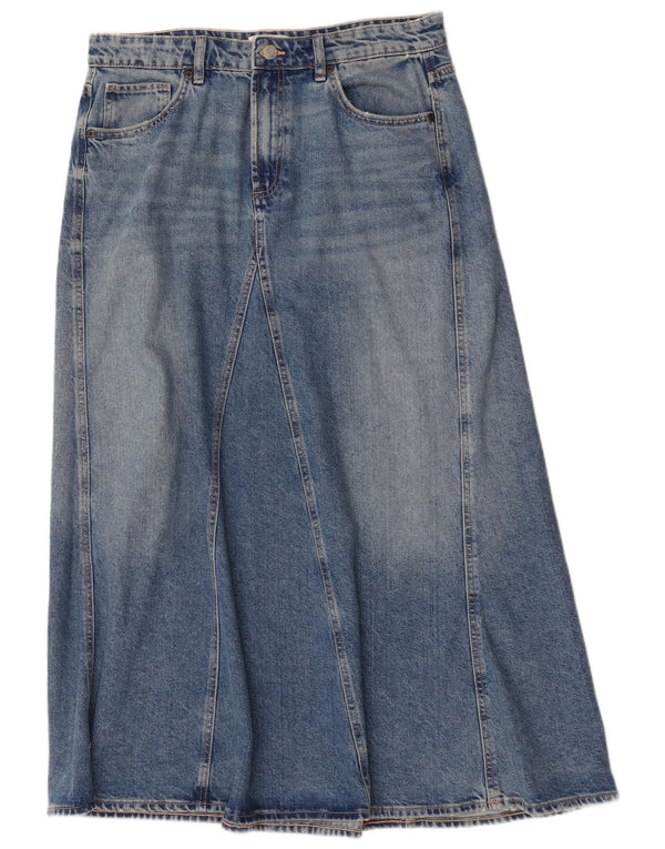 Zara Dame højtaljet denimnederdel XL W32 Blå Bomuld