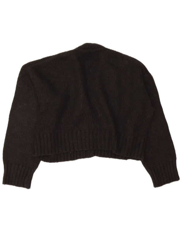 Zara Womens Oversized Crop Open Cardigan Sweater UK 16 Large Black Acryl