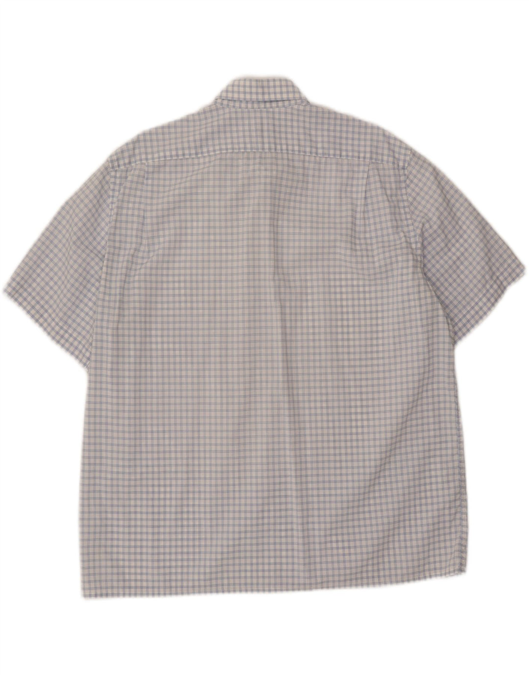 LACOSTE Mens Short Sleeve Shirt Size 45 XL Blue Check Cotton