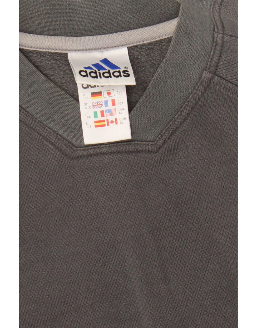 Adidas Boys Sweatshirt Jumper 15-16 år Gråstribet bomuld