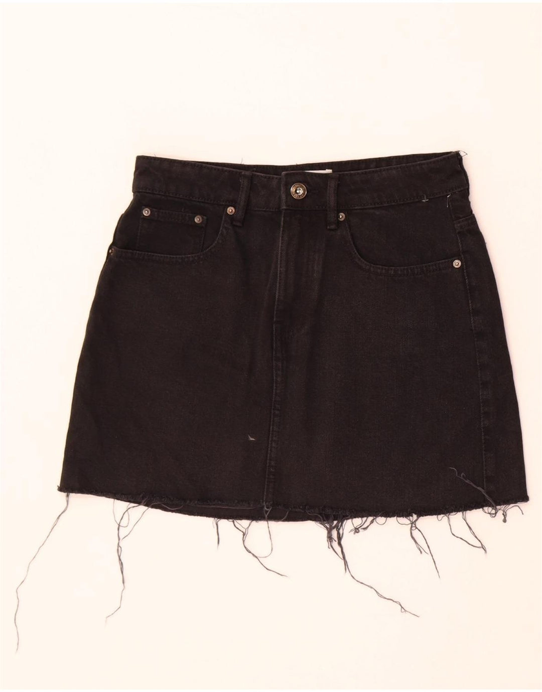 Zara Dame Denim Nederdel Small W26 Sort