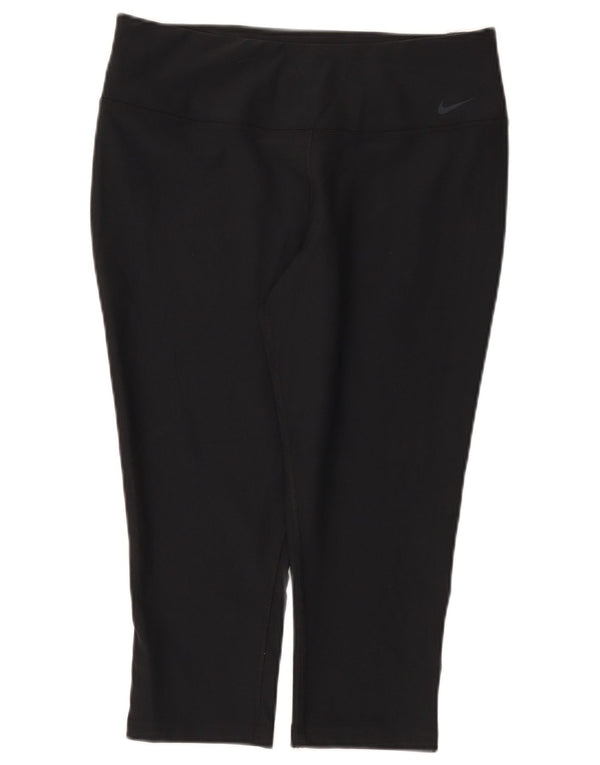 Nike Dame Dri Fit Capri Leggings UK 14 Large Black Polyester