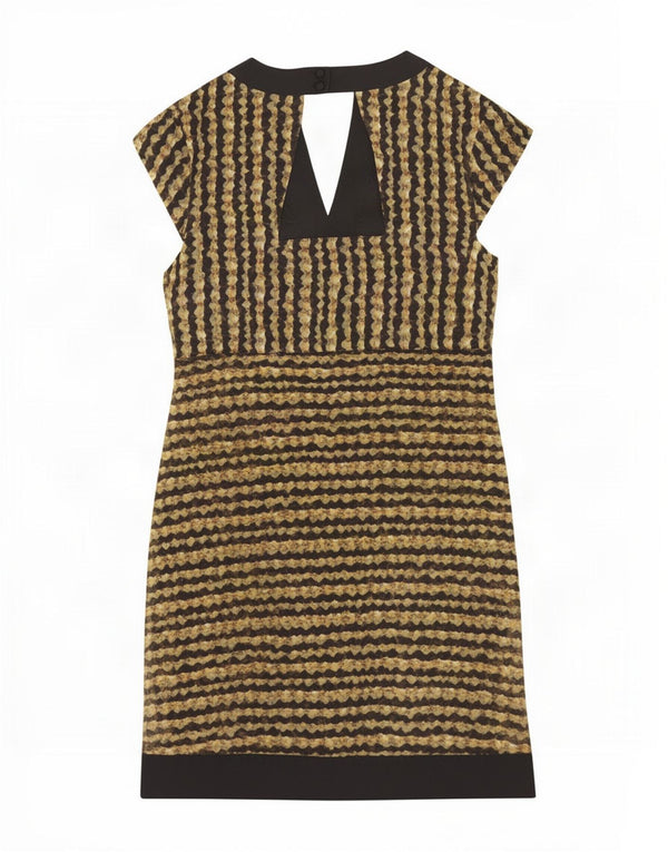 Jaeger Womens A-Line Dress UK 10 Small Black Striped Silk