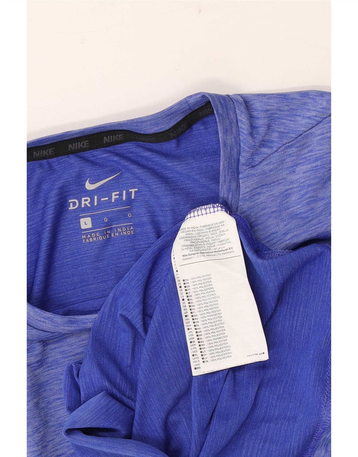 Nike Herre Dri Fit T-Shirt Top Stor blå Flecked Polyester