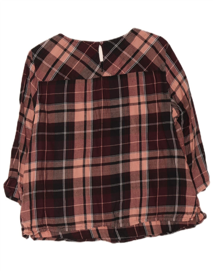 Marks & Spencer damebluse med 3/4 ærmer UK 16 Stor lilla plaid