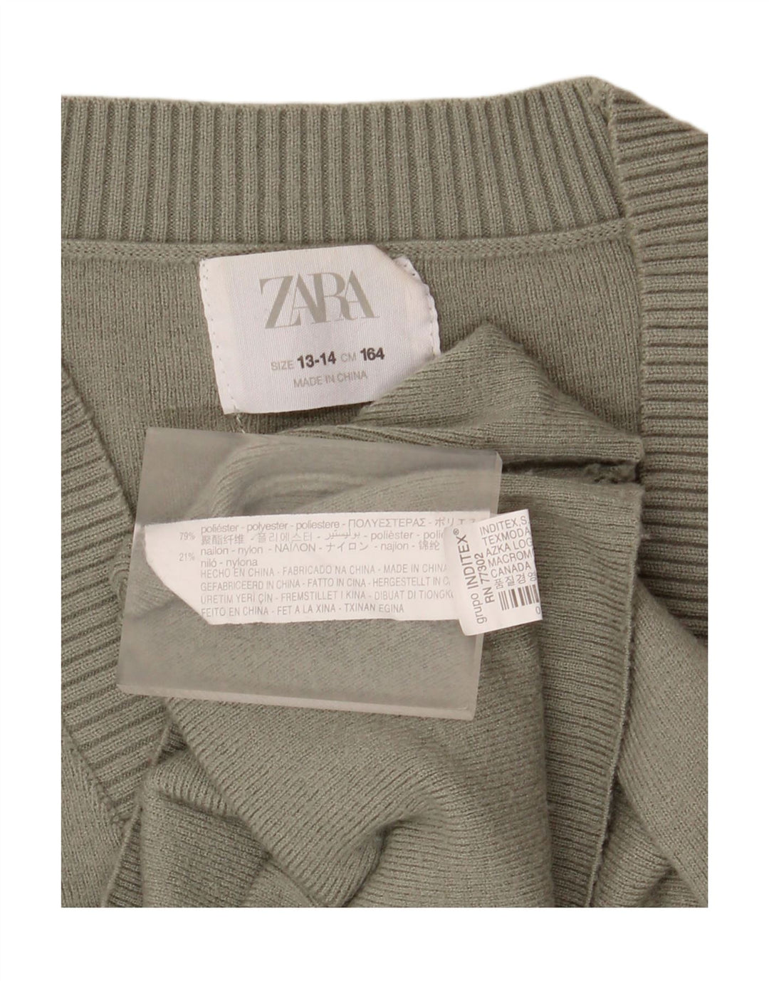 Zara Pige Cardigan Sweater 13-14 År Grøn Polyester
