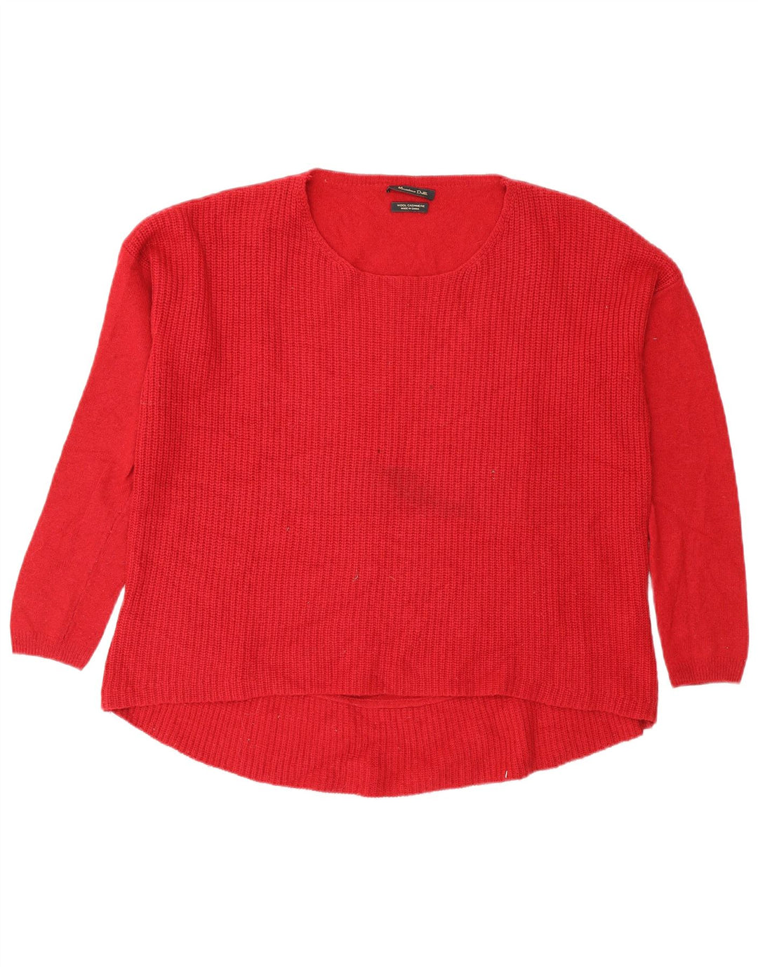 Massimo Dutti Dame Loose Fit Crew Neck Jumper Sweater UK 14 Medium Red