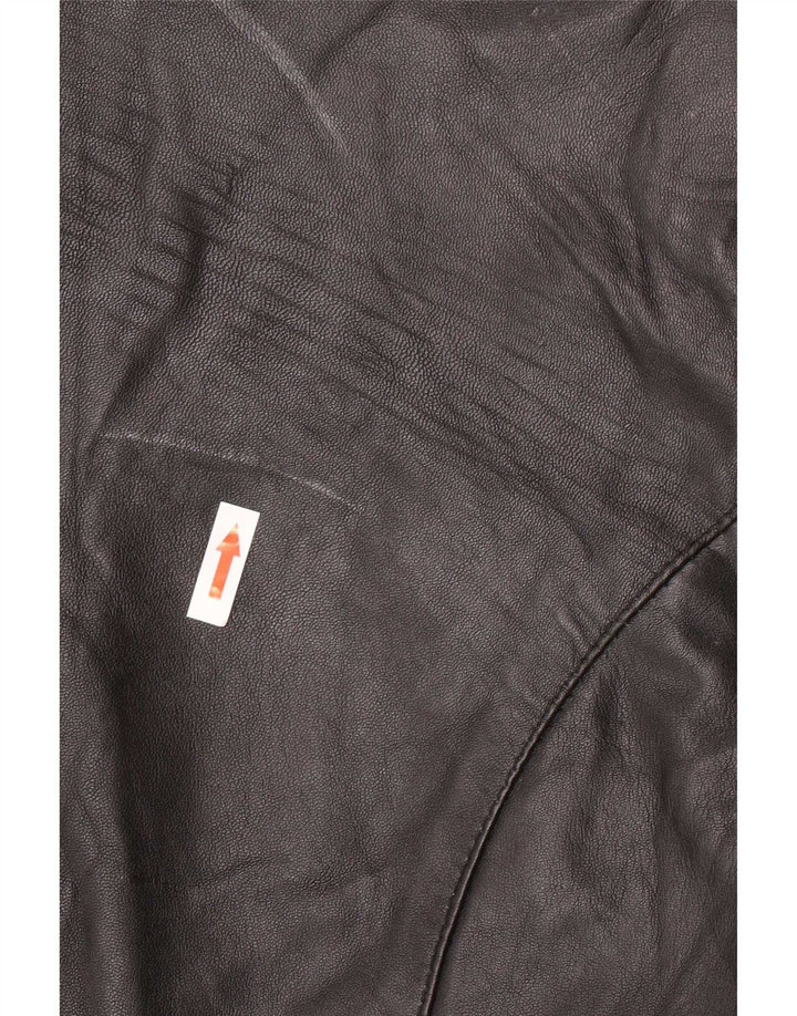 MDK Dame 6 Button Læder Blazer Jacket UK 18 XL Sort