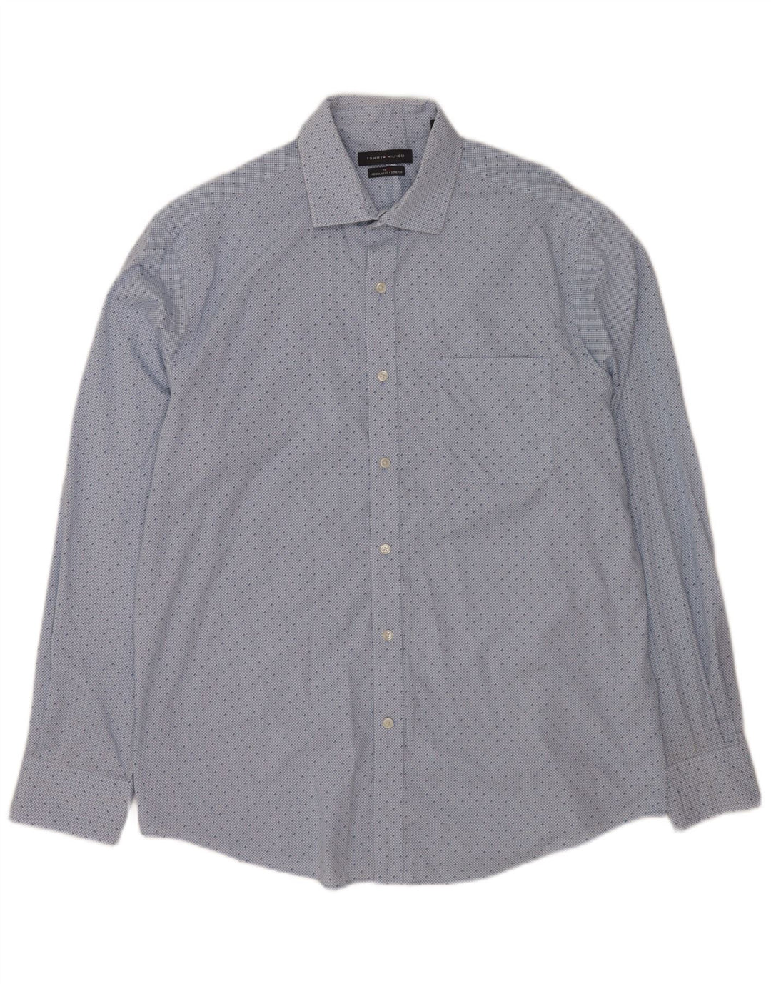 Tommy Hilfiger Herre Regular Fit skjorte str. 16 1/2 Large blå ternet bomuld